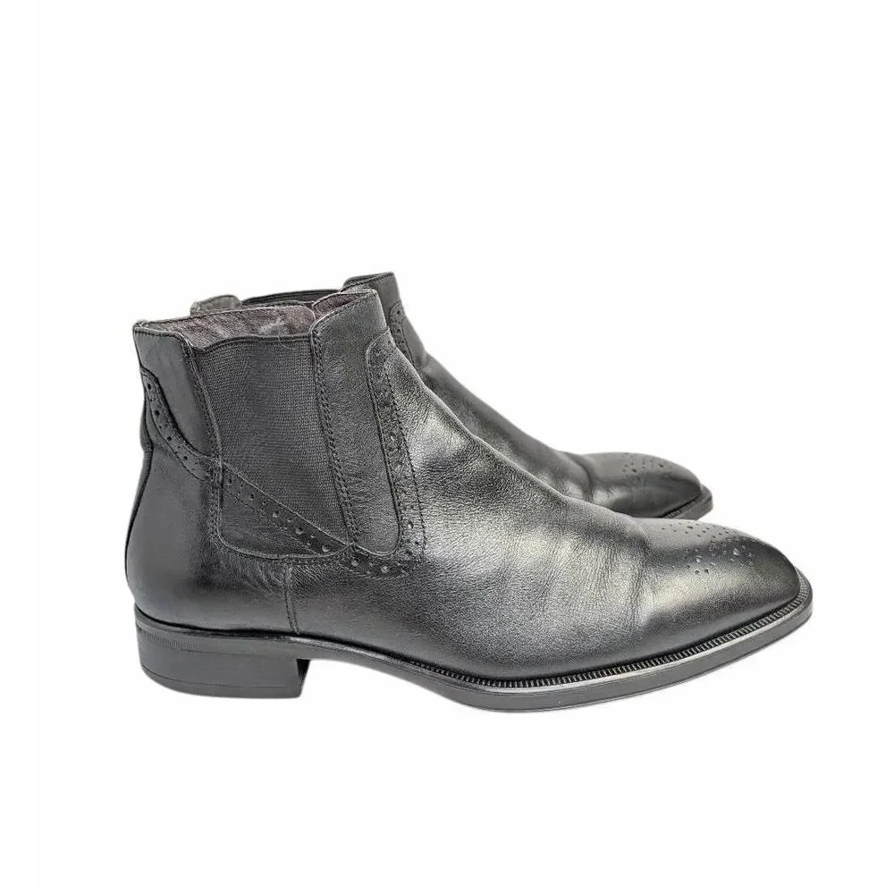 Johnston & Murphy Black leather Chelsea wingtip ankle boots mens 9